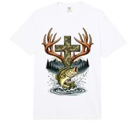Youth Faith Camo Cross Hunting Fishing Christian Comfort Colors Adult Heavyweight T-Shirt