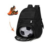 Youth Football Bags - Sports Backpacks for Football, Basketball, American Football with Ball Holder for Boys and Girls - Black
