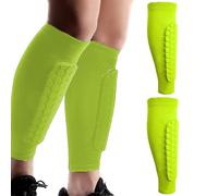 Youth Soccer Shin Guards, Shin Defender, Calf Compression Sleeve with Honeycomb Pads, Lightweight Calf Protective Gear for Football Soccer (Green,XS)