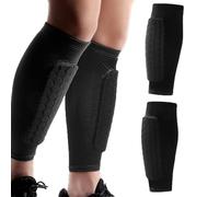 Youth Soccer Shin Guards, Shin Defender, Calf Compression Sleeve with Honeycomb Pads, Lightweight Calf Protective Gear for Football Soccer (Black,XS)