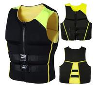 Youth Surfing Vest Neoprene, Portable Adjustable Safety Buoyancy Aid with Zipper for Fishing Surfing Rafting Kayaking Boating Swimming Paddle Boarding Water Sports Activities(Black-Yellow,L)