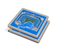 YouTheFan NFL 3D Team StadiumViews - Posavasos (4 x 4 cm, 2 Unidades), Color del Equipo, 4 x 4 x 0,312 cm, Detroit Lions