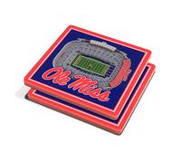 YouTheFan StadiumView NCAA Mississippi Rebels Vaught Hemingway Stadium - Posavasos en 3D, Colores del Equipo, x 4 Pulgadas