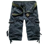 Youthful flying Pantalones Cortos Carga para Hombres Transpirables Shorts Senderismo con Múltiples Bolsillos Verano(Size:38W,Color:Azul)