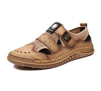 Youthful flying Sandalias Trekking Punta Cerrada Hombres Sandalias Deportivas Verano Sandalia de Senderismo Casual Zapatos de Montaña Cuero(Size:45 EU,Color:Arena)