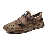 Youthful flying Sandalias Trekking Punta Cerrada Hombres Sandalias Deportivas Verano Sandalia de Senderismo Casual Zapatos de Montaña Cuero(Size:42 EU,Color:Caqui)