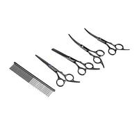 YOUTHINK Kit De Tijeras Para Peluquería Canina, Paquete De 7 Tijeras De Peluquería Para Mascotas Profesional De Corte Rápido Y Seguro De Acero Inoxidable, Rosa Roja, Conjunto Con Tijera Y Peine D