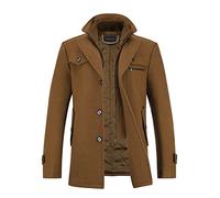 YOUTHUP Abrigo de Lana para Hombre Regular Fit Invierno Trenca Abrigos Grueso Gabardina Chaquetas, Marrón, M