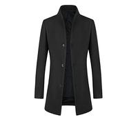 YOUTHUP Abrigos Sobretodo de Invierno para Hombre Abrigo de Lana Slim Fit Casual Trinchera Abrigo, Negro-delgado, M