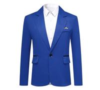 YOUTHUP Blazer deportivo casual para hombre, ligero, ajuste regular, 1 botón, chaqueta de traje de negocios, azul, XXL