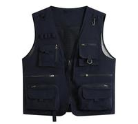 YOUTHUP Chaleco de pesca para hombre, con múltiples bolsillos, para verano, caza, fotografía, safari, azul oscuro, M