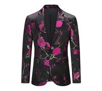 YOUTHUP Chaqueta de Esmoquin con Bordado para Hombre un Botón Floral Chaqueta de Traje Blazer