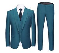 YOUTHUP Traje de 3 Piezas de Hombre Slim Fit Trajes de Boda de Negocios para Hombres Blazer Chalecos y Pantalones, Azul Lago, XS