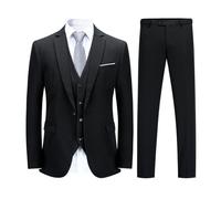 YOUTHUP Traje de 3 Piezas de Hombre Slim Fit Trajes de Boda de Negocios para Hombres Blazer Chalecos y Pantalones, Negro, 3XL