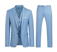 YOUTHUP Traje de 3 Piezas Slim Fit para Hombre Elegantes Negocio Boda Traje Blazer Chalecos Pantalones, Azul, S