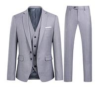 YOUTHUP Traje de 3 Piezas Slim Fit para Hombre Elegantes Negocio Boda Traje Blazer Chalecos Pantalones, Gris Claro, XXL