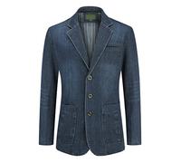YOUTHUP Traje de Blazer de Denim para Hombre Slim Fit de Negocios 3 Botones Chaqueta de Blazer, Azul Oscuro, L
