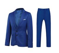 YOUTHUP Traje Hombre 2 Piezas Slim Fit 2 Botones Boda Oficina Ceremonia Chaqueta Pantalón, Azul Real, XL