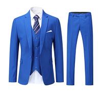YOUTHUP Trajes para Hombre 3 Piezas para Boda Negocios Slim Fit Smoking con un Botón Formal Chaqueta y Pantalón Azul Real XS
