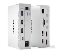 YOUTINGHDAV 15-in-1 USB C Docking Station KVM Switch 2 Laptops 2 Monitors 4K@60Hz, USB 3.0 KVM Switch 2 PC 2 monitores USB C, Dual HDMI Out, 80W PD, 5 Gbps, Gigabit Ethernet, TF/SD, Wired Remote