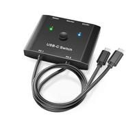 YOUTINGHDAV Conmutador USB C 2 en 1 out, KVM Switch USB C para 2 ordenadores portátiles, 1 monitor, 4 K @ 120 Hz, 10 Gbps, 100 W PD, USB3.1 Gen 2, Wired Remote