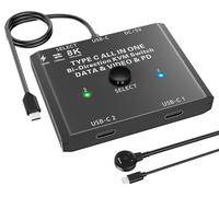 YOUTINGHDAV Conmutador USB C 2 en 1 out, USB C KVM Switch 2 ordenadores portátiles, 1 monitor 4K @ 120 Hz, 100 W PD/USB3.1 Gen 2/10 Gbps /Wired Remote