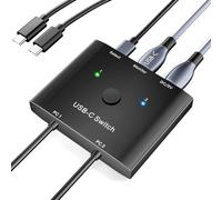 YOUTINGHDAV Conmutador USB C 2 en 1 out, USB C KVM Switch 2 ordenadores portátiles, 1 monitor 4K @ 120 Hz, 100 W PD/USB3.1 Gen 2/10 Gbps/mando a distancia por cable