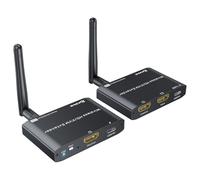 YOUTINGHDAV HDMI KVM Transmisor y receptor inalámbrico 200M/660FT, HDMI USB KVM Extender 1 PC 2 monitores divididos ratón y teclado, Loop Out, 1080P @ 60Hz, con 2 cables USB