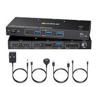 YOUTINGHDAV KVM Switch 2 PC Dual Monitor USB-C with 4K@60Hz, PD 60W, HDMI DP for Laptop & PC, Wired Remote
