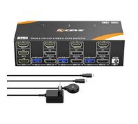 YOUTINGHDAV KVM Switch 3 PC 3 Monitores 8K @ 60Hz / 4K @ 144Hz, Displayport 1.4 HDMI 2.1 USB 3.0 KVM Switch Triple Monitor para 3 PC Partes Ratón, Teclado, Mando a Distancia con Cable (8K HDMI DP 3 in