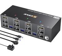 YOUTINGHDAV KVM Switch 3 PC 3 Monitores 8K@60Hz, 4K@144Hz, Triple Monitor KVM Switch 2 Displayport + 1 HDMI Comparten 4 USB 3.0 ports Ratón Teclado, Wired Remote(8K DP HD 3 in 3 out)