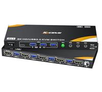 YOUTINGHDAV KVM Switch 4 PC 1 Monitor HDMI 8K@60Hz 4K@144Hz, HDMI2.1 USB 3.0 KVM Switch 4 Ports 1 Monitor para 4 PC Comparten Ratón Teclado, Wired Remote(8K HD 4 in 1 out)