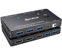 YOUTINGHDAV KVM Switch HDMI 8K@60Hz 4K@120Hz, KVM Switch 2 PC 1 Monitor HDMI2.1 with 3 USB3.0 Devices, HDR 10, HDCP 2.3, Wired Remote,12V Power Adapter and 2 Cables