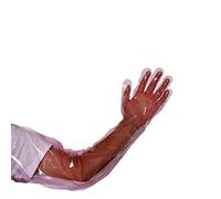 YouU 10 piezas Guantes desechables de Película de Plástico Blando Brazo largo Examen Veterinario Guante de Inseminación Aartificial(Rojo)