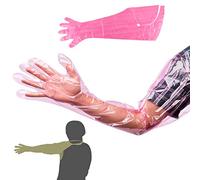 YouU 10 piezas Guantes desechables de Película de Plástico Blando Brazo largo Examen Veterinario Guante de Inseminación Aartificial(Rojo)(se puede colgar alrededor del cuello)