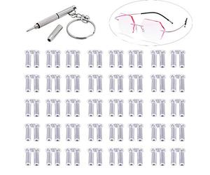 YouU 100 piezas Herramientas de Accesorios de Fijación de Gafas sin Montura 1.5 * 0.8 * 7.0 mm con 1 destornillador multifuncional para gafas