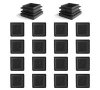 YouU 16 piezas de tubo cuadrado, tapón de plástico negro, tapa de extremo de 2 pulgadas, poste de cubierta, cubierta de tubo, tubo, silla, tapa de extremo de poste (50x50 mm / 2''x2 '')