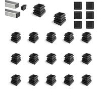 YouU 20 piezas Tapón de plástico cuadrado negro para muebles, silla, patas, pies, tapa, insertos de tubo, tapa final (15x15mm / 0.59''x0.59 ''), negro