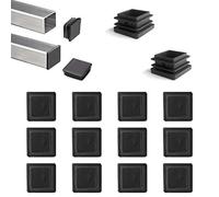 YouU 20 Piezas Tapón de plástico Cuadrado, Negro, para Muebles, Silla, Patas, pies, Tapa, Insertos de Tubo, Tapa Final (30x30 mm)