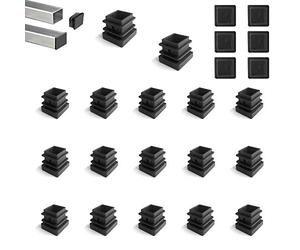 YouU 20 piezas Tapón de plástico cuadrado negro para muebles, silla, patas, pies, tapa, insertos de tubo, tapa final (15x15mm / 0.59''x0.59 ''), negro