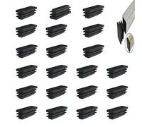 YouU 21 piezas Rectángulo negro tapón de plástico tapa de extremo muebles silla pierna pie cubierta tapa tubo insertos tapa final (50x15 mm)