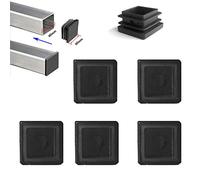 YouU 6 piezas Tubería cuadrada Tapón de plástico negro para poste de valla Tubo de silla Tapón de acabado de inserción deslizante Tapón de extremo de poste de tubo resistente (60x60 mm)