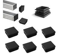 YouU 80 x 80mm Tapones de plástico Negro Cuadrados Alfombrilla Antideslizante Tapas de Tubo Cuadrado Tapón para Tapones de Hierro Muebles Trampolín Silla 6 piezas