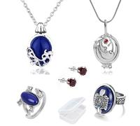 YouU Collar Vampire Diaries de Katherine Pierce y collar de Elena Gilbert y aretes y escudo de armas de la familia Anillo secreto de Esther con caja de almacenaje, Metal, Diamante, Metal, Diamante