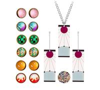 YouU Demon S. Set de aretes, pendientes, collar Tanjiro Joyería de moda Accesorios Adhesivos de anime 33 piezas