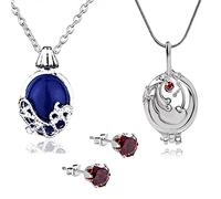 YouU Juego de collares de las diarias vampíricas de Katherine Pierce y collar de Elena Gilbert Royal Blue Diamond Stud Pendientes Rojo