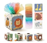 Youuys Caja de Pañuelos Montessori para Bebés 6 a 12 Meses,Juguete Sensorial para Bebés de 0 a 6 Meses y 1 Año,Regalo para Bebé Niña y Niño con Espejo y Texturas