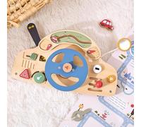 Youuys Motorikbrett Montessori Spielzeug Holzspielzeug für Baby Kinder Lenkrad Motorikspielzeug Activity Board Lernspielzeug Brettspiel Geschenk für Jungen und Mädchen