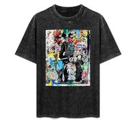 YOUXI Charlie Chaplin Graffiti Poster Unisex Mens Black tee T-Shirt Black 3XL
