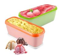 YouXiaor 2PCS Recipientes Conservación de Helados,Recipientes para Helados de 1,5 l,Contenedores de Hielo para Helados,con Tapa de Silicona,Apilables para Congelador para Yogur